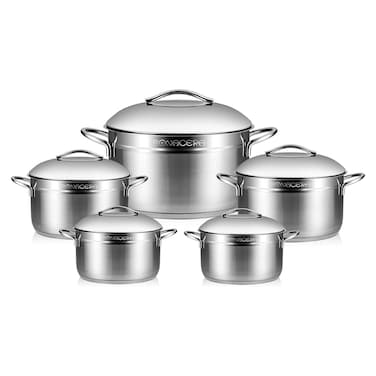 طقم حلل الدو ستانلس ستيل - 10 قطع