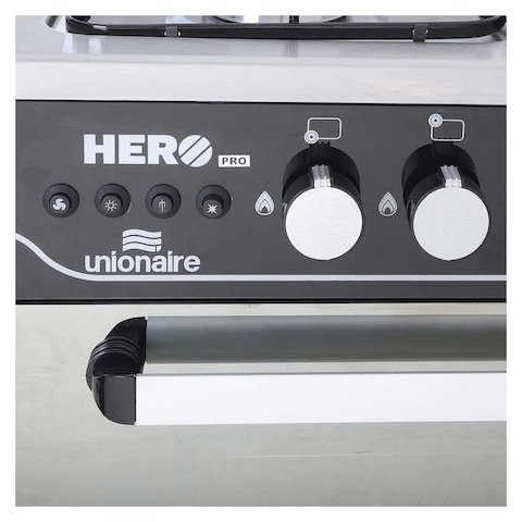 بوتجاز غاز يونيون اير هيرو برو 5 شعلة 90 سم ديجتيال - فضي - C69SS-GC-447-DSOF-HERO