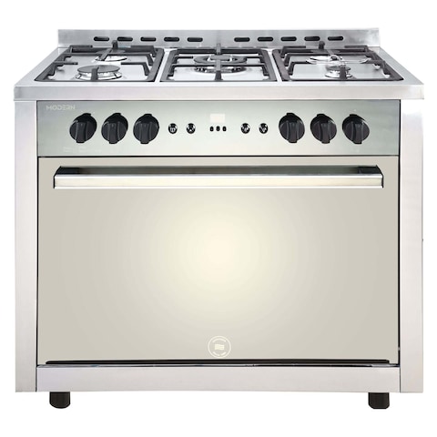 بوتجاز يونيون اير مودرن غاز 5 شعلات 90 سم بشواية - فضي - C69SS-GC-319-IDSF-MD-2W