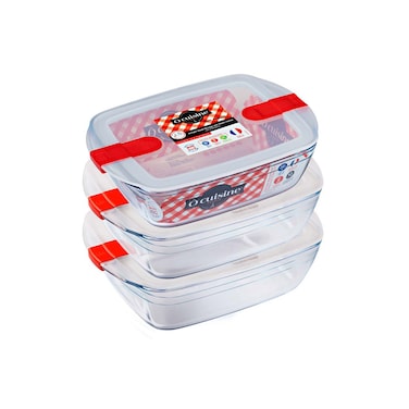 OCuisine Glass Food Container Set - 3 Pieces