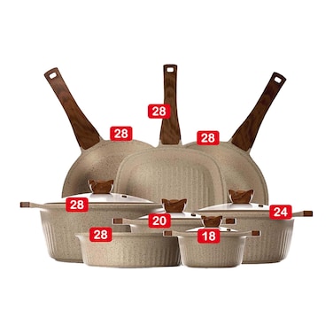 طقم حلل عبود داي كاست - 12 قطعة - بيج