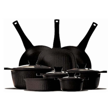 طقم حلل عبود داي كاست - 12 قطعة - أسود