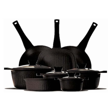 طقم حلل عبود داي كاست - 12 قطعة - أسود