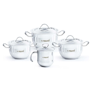 طقم حلل نوفال بلاتينيوم ستانلس ستيل - 8 قطع