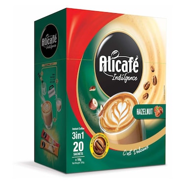 Alicafe Hazelnut Instant 3 in 1 Coffee - 18 gm - 20 Sachets