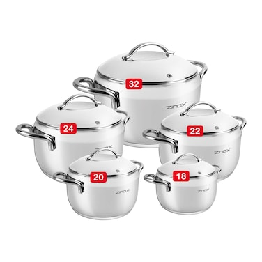 طقم حلل زينوكس فيردي ستانلس ستيل - 10 قطع