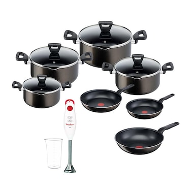 Tefal XL Cookware Set with Moulinex Hand Blender - 11 Pieces