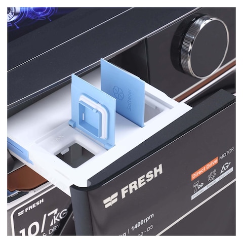 Fresh Washing Machine 10 kg Inverter Full Automatic Front Load with Dryer 7 Kg - Dark Silver - WD10DD1458G2-DS