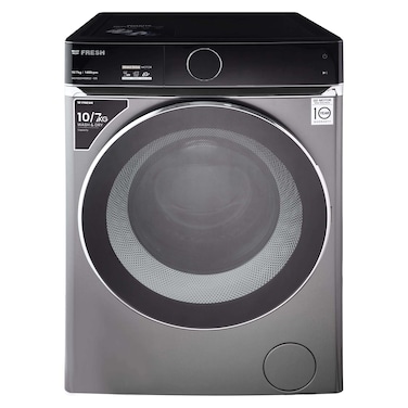 غسالة فريش 10 كجم تحميل أمامي أوتوماتيك انفرتر بمجفف 7 كجم - فضي غامق - WD10DD1458G2-DS