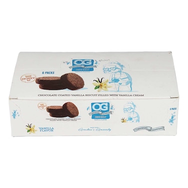 او جي بسكويت الفانيليا المغطى بالشوكولاتة والمحشو بكريمة الفانيليا - 3 بسكوتة - 6 قطع