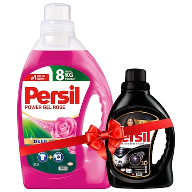 مسحوق برسيل جل للغسالات الأوتوماتيكية برائحة الورد - 3.9 كجم + جل العناية بالملابس السوداء والداكنة - 800 جم