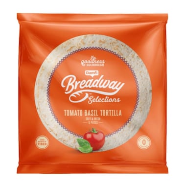 Breadway Tomato Basil Tortilla Bread - 5 Count - 250 gram