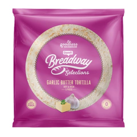 Breadway Garlic Butter Tortilla Bread - 5 Count - 250 gram