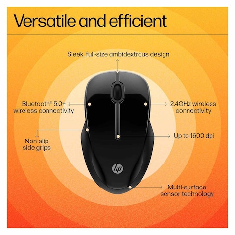 HP 250 Dual Wireless Mouse 1600 DPI - Black - MO151