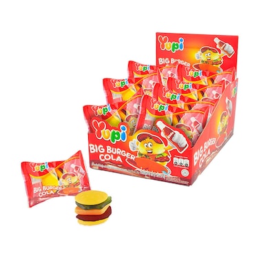 حلوى يوبي على شكل برجر بطعم الكولا - 28 جم - 24 قطعة