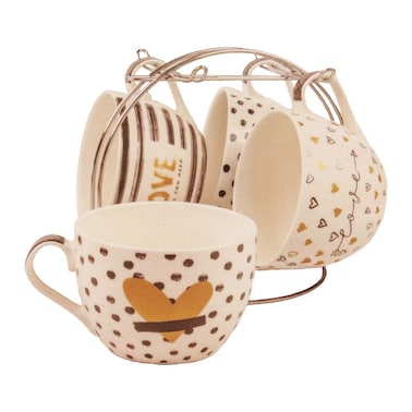 Soup Mug Set - 4 Pieces with Stand