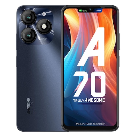 Itel A70 - 6.6-inch 128GB/4GB Dual SIM 4G Smartphone - Stylish Black