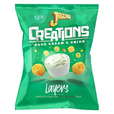 سناكس جاجوار كريشنز لايرز بطعم الكريمة الحامضة والبصل - 70 جرام