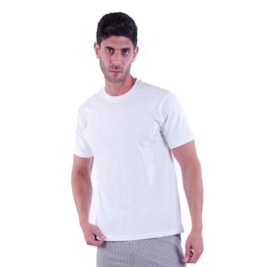 Jil Mens Plain Short Sleeves Round Neck T-Shirt - XL - White - 411206SSM1