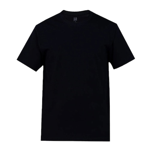 Jil Mens Plain Short Sleeves Round Neck T-Shirt - Small - Black - 411206SSM3