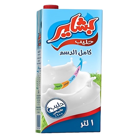 حليب بشاير كامل الدسم - 1 لتر - عبوتين