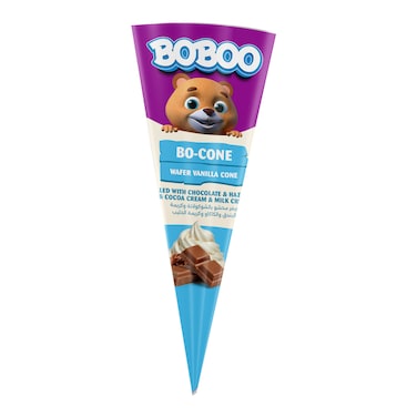 بوبو كون ويفر بالشوكولاته والبندق وكريمة الحليب - 25 جرام