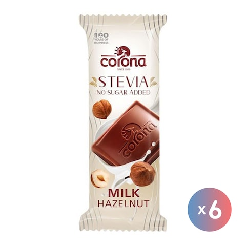 Corona Stevia Milk Chocolate with Hazelnut - 6 Pieces