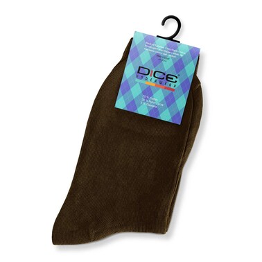 Dice Men Classic Lycra Plain Socks - Brown - DSM4351