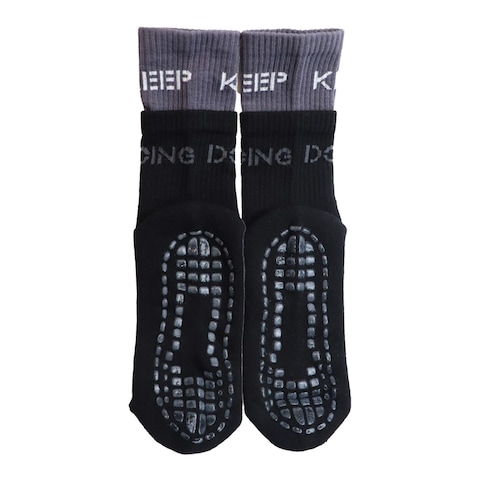La Collection Non-Slip Terry Socks for Women - Black