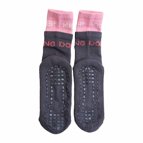 La Collection Non-Slip Terry Socks for Women - Dark Grey