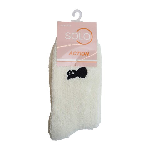 La Collection Full Towel Terry Socks for Women - Off-White
