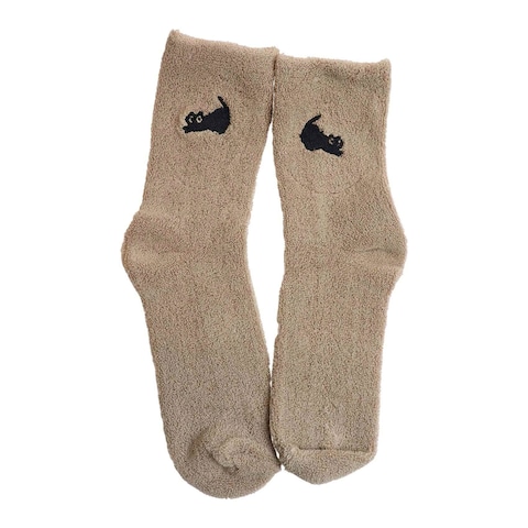 La Collection Full Towel Terry Socks for Women - Beige