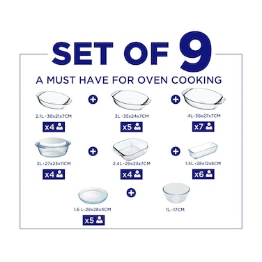 طقم فرن بايركس زجاجي - 9 قطع