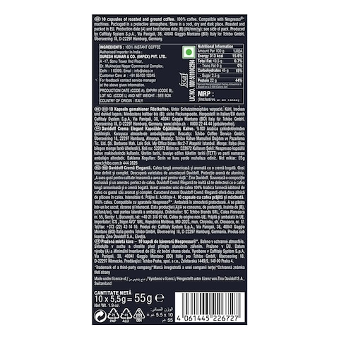 Davidoff Crema Intense Lungo Coffee Capsules - 10 Capsules
