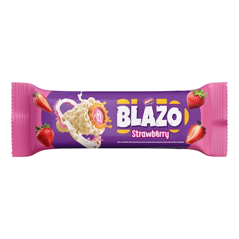 Blazo Strawberry Cream Filled Wafers Coated with Caramel and Chocolate