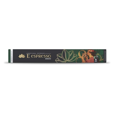 E Espresso Intensity 11 Green Aluminum Coffee Capsules - 10 Capsules