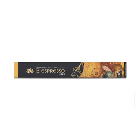 E Espresso Intensity 12 Gold Aluminum Coffee Capsules - 10 Capsules