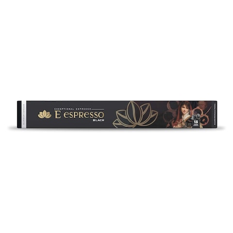 E Espresso Intensity 13 Black Aluminum Coffee Capsules - 10 Capsules