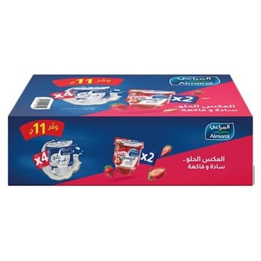 زبادي المراعي سادة - 4 علب + زبادي فراولة - علبتين