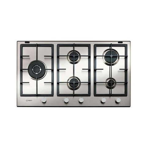 Indesit Built-in Gas Hob 90cm 5 Burners Full Safety - Silver - IN9522IX