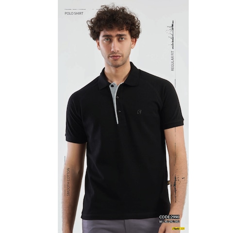 Shots Men Polo T-Shirt - Medium - Black - 2990