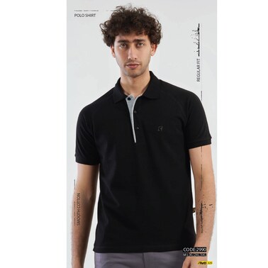 Shots Men Polo T-Shirt - XL - Black - 2990