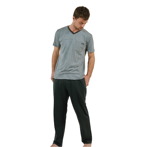 Shots Men Pajama Set - Medium - Gray and Silver - 2958