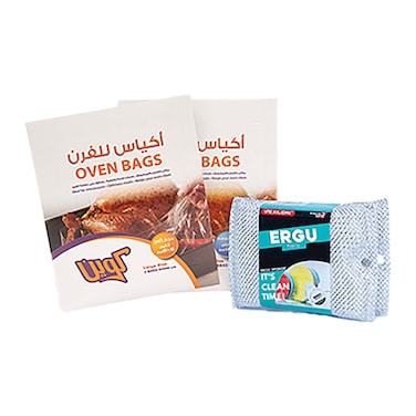 أكياس فرن كوين كبيرة + أكياس فرن صغيرة + 2 ليفة تنظيف
