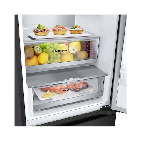ثلاجة إل جي بفريزر سفلي 341 لتر - أسود - GW-B489FS6W