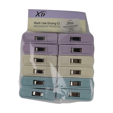 طقم مشابك بلاستيك اراميكس - 12 قطعة - ألوان متعددة