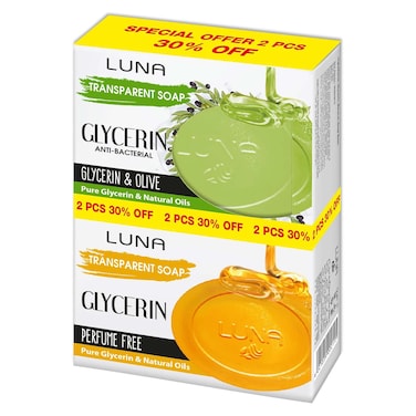 صابونة الجلسرين لونا بالزيتون + صابونة الجلسرين الخالية من العطور