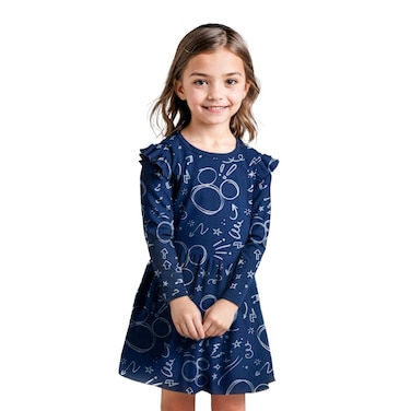 Disney Mickey Mouse Girls Dress - 2-3 Years - Navy - MM14
