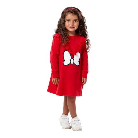 Disney Mickey Mouse Girls Dress - 5-6 Years - Red - MM12