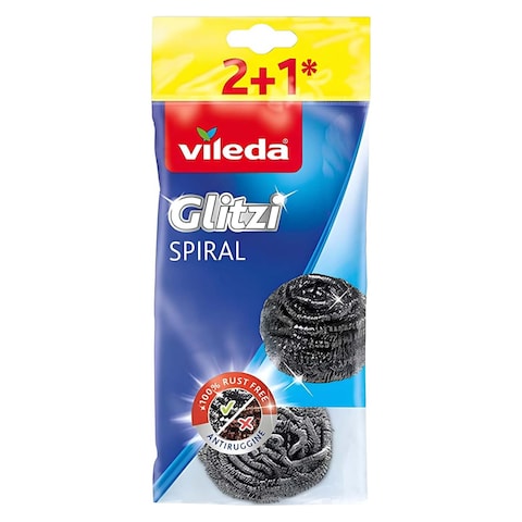 Vileda Stainless Steel Spiral Scrubbers - 3 Pieces